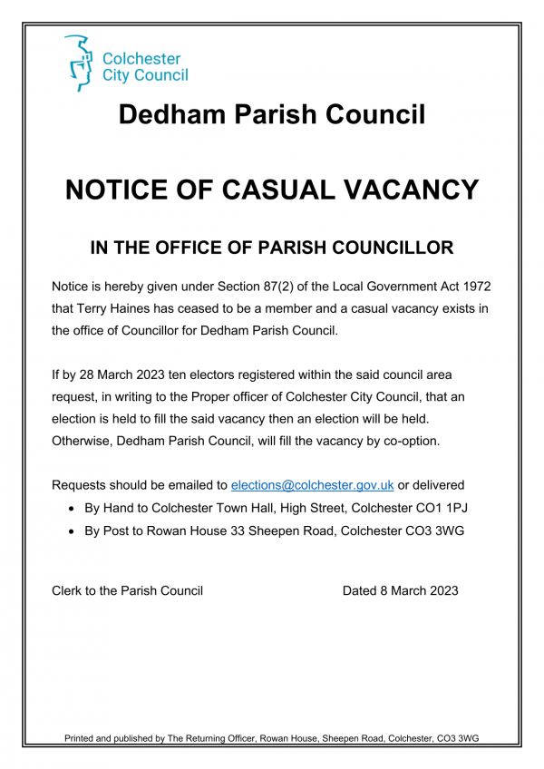 Notice of Vacancy Dedham 08.03.2023 1